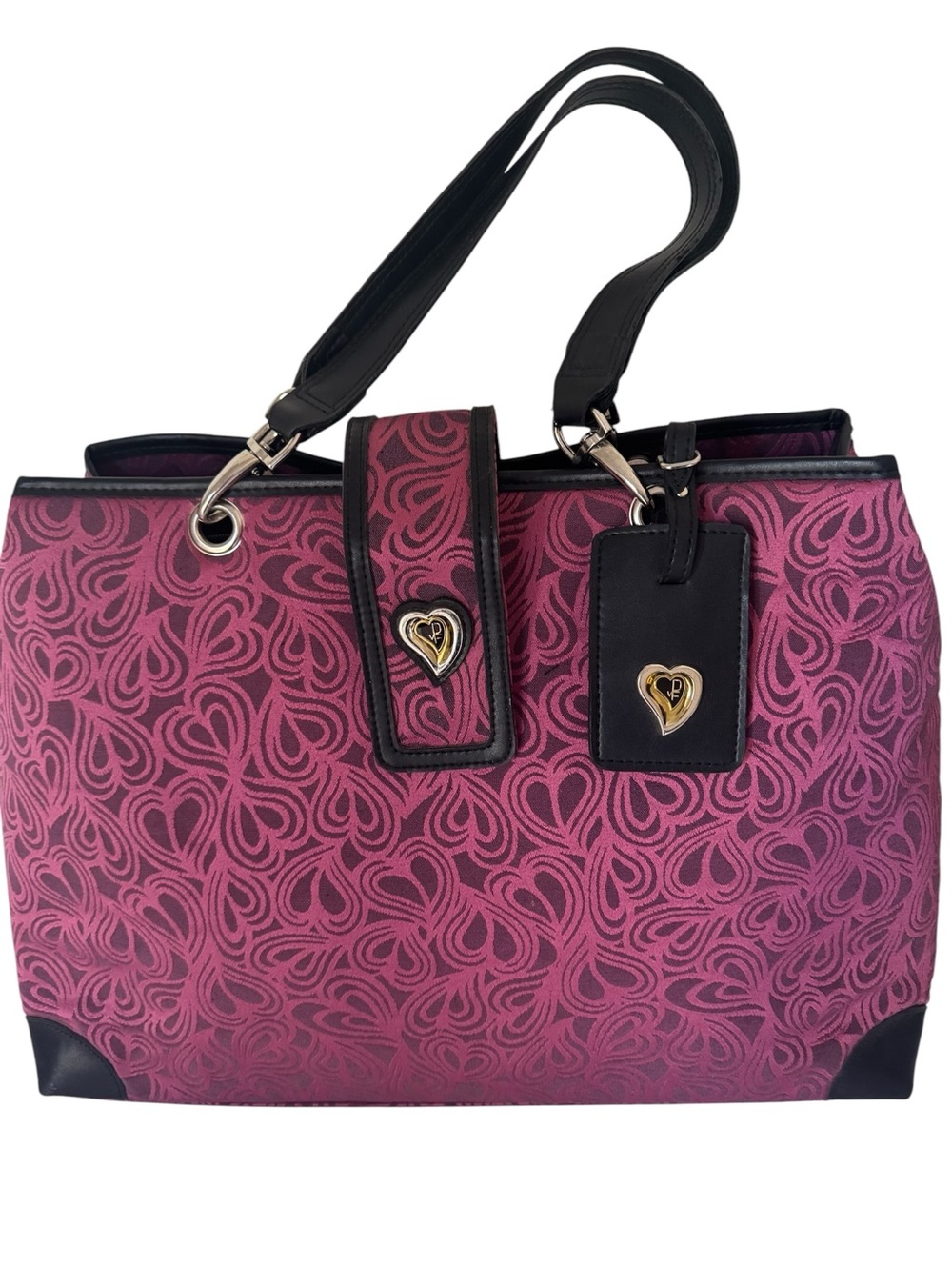 Diane Von Furstenberg Pink Tote with Black Trim and Heart Accents